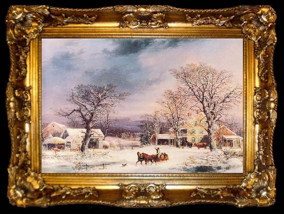 framed  George Henry Durrie The Half-Way House, ta009-2